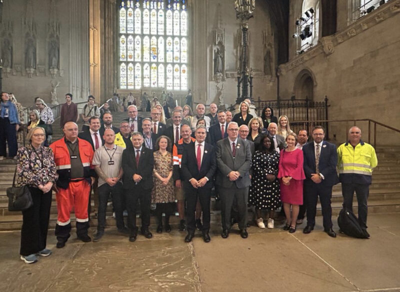 Welsh MPs and steelworkers in Westminster Hall with Keir Starmer in June 2023. 