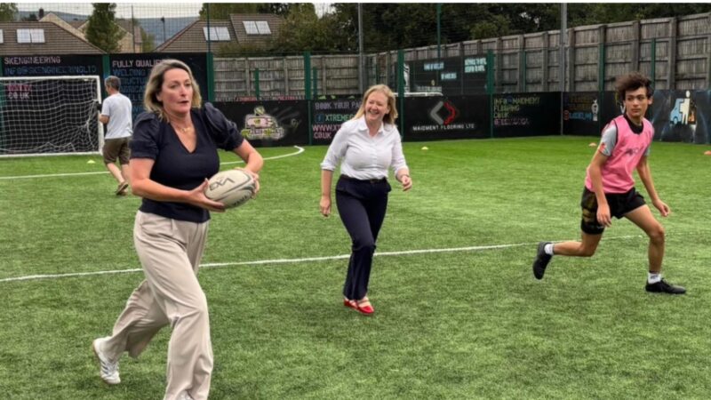Jessica Morden and Jayne Bryant playing rugby
