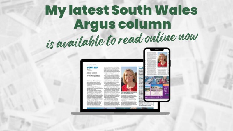 The graphic says "My latest South Wales Argus columns is available to read online now"