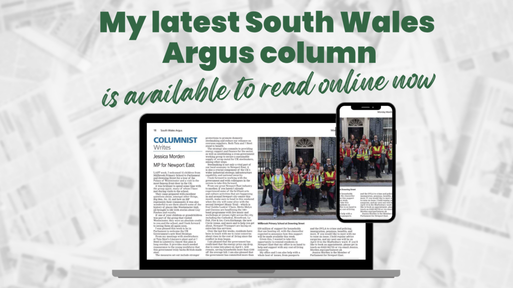 The graphic says 'My latest South Wales Argus column is available to read online now