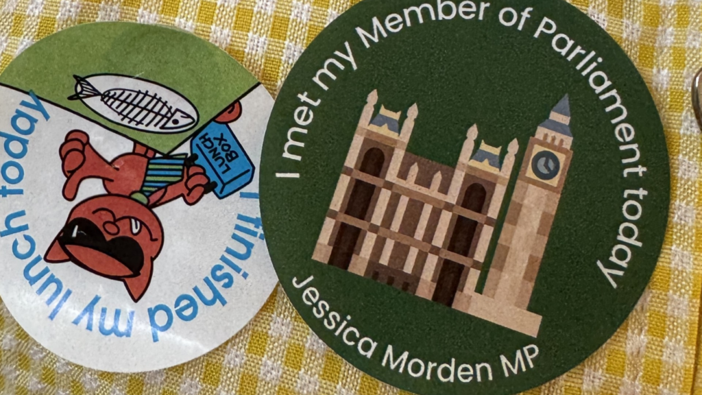 The picture shows a sticker that says 
